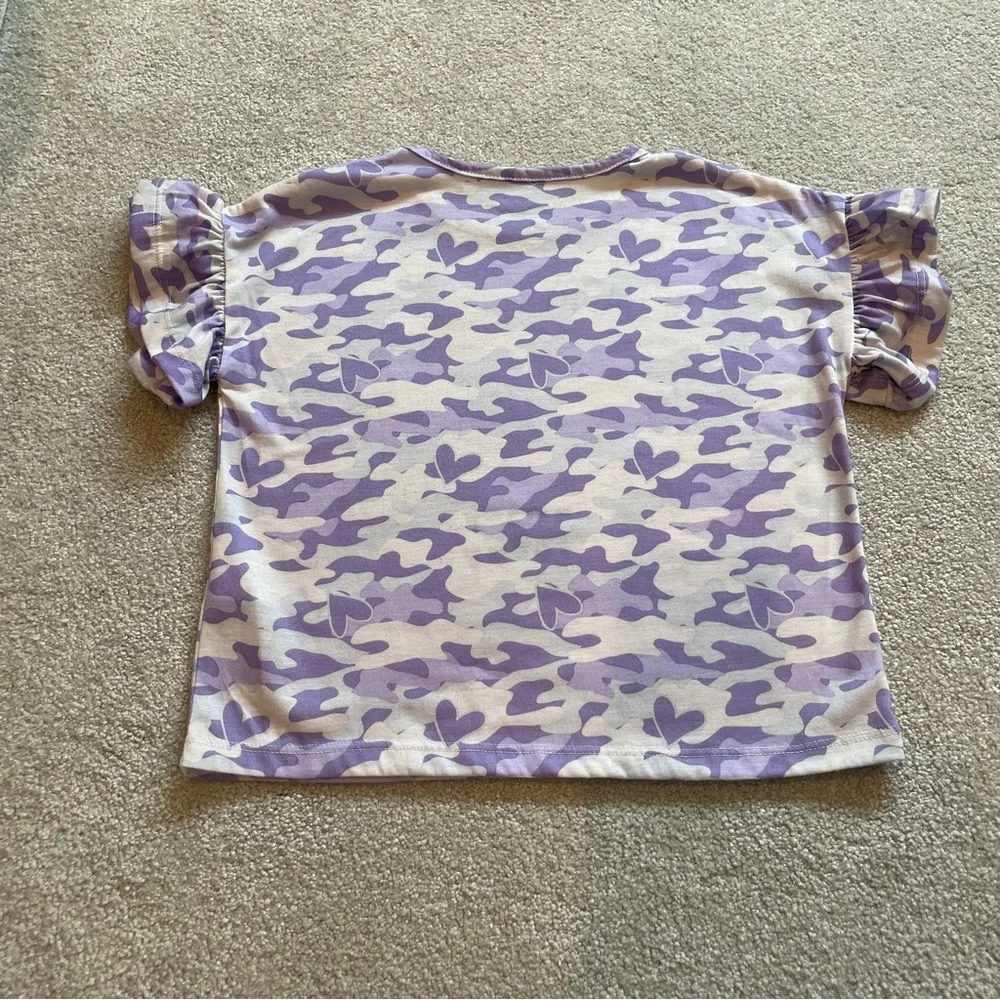 Sleep On It Be Happy Purple Camo Top And Bow Shorts Pajama Set. Size XS (4/5) - Picture 6 of 8